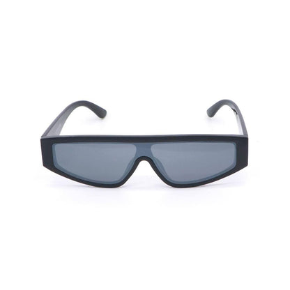 Lunettes de soleil unisexes TRAP KL0043 – monture noire brillante, verres miroirs noirs, UV catégorie 3