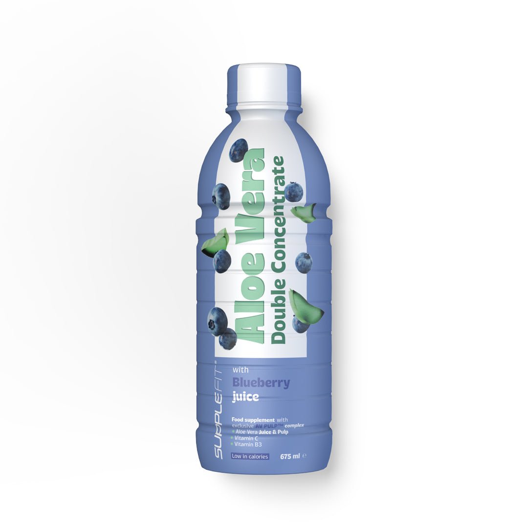 ALOE VERA jus et pulpe (doublement concentrée) avec jus de Myrtille - 675 ml (INTB061) - Jintashop