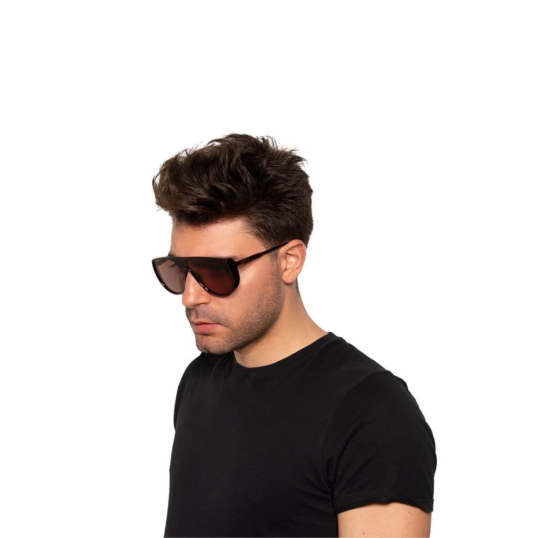 Lunettes de soleil mixtes LEBOWSKI KL0036 – monture écaille de tortue, verres marron, UV catégorie 3 - Jintashop