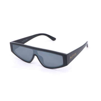 Lunettes de soleil unisexes TRAP KL0043 – monture noire brille, verres miroirs noirs, UV catégorie 3 - Jintashop